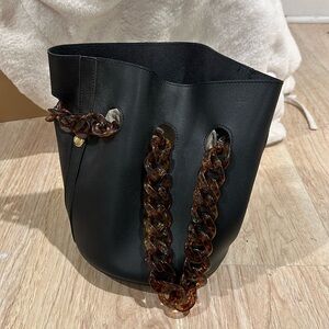 Miss Lola Black/Brown Bucket Bag
